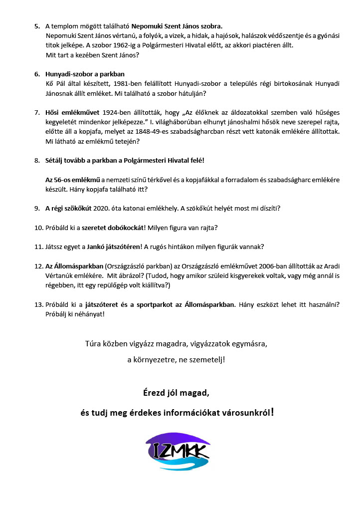 Kultúrkalandtúra útvonala 2. oldal